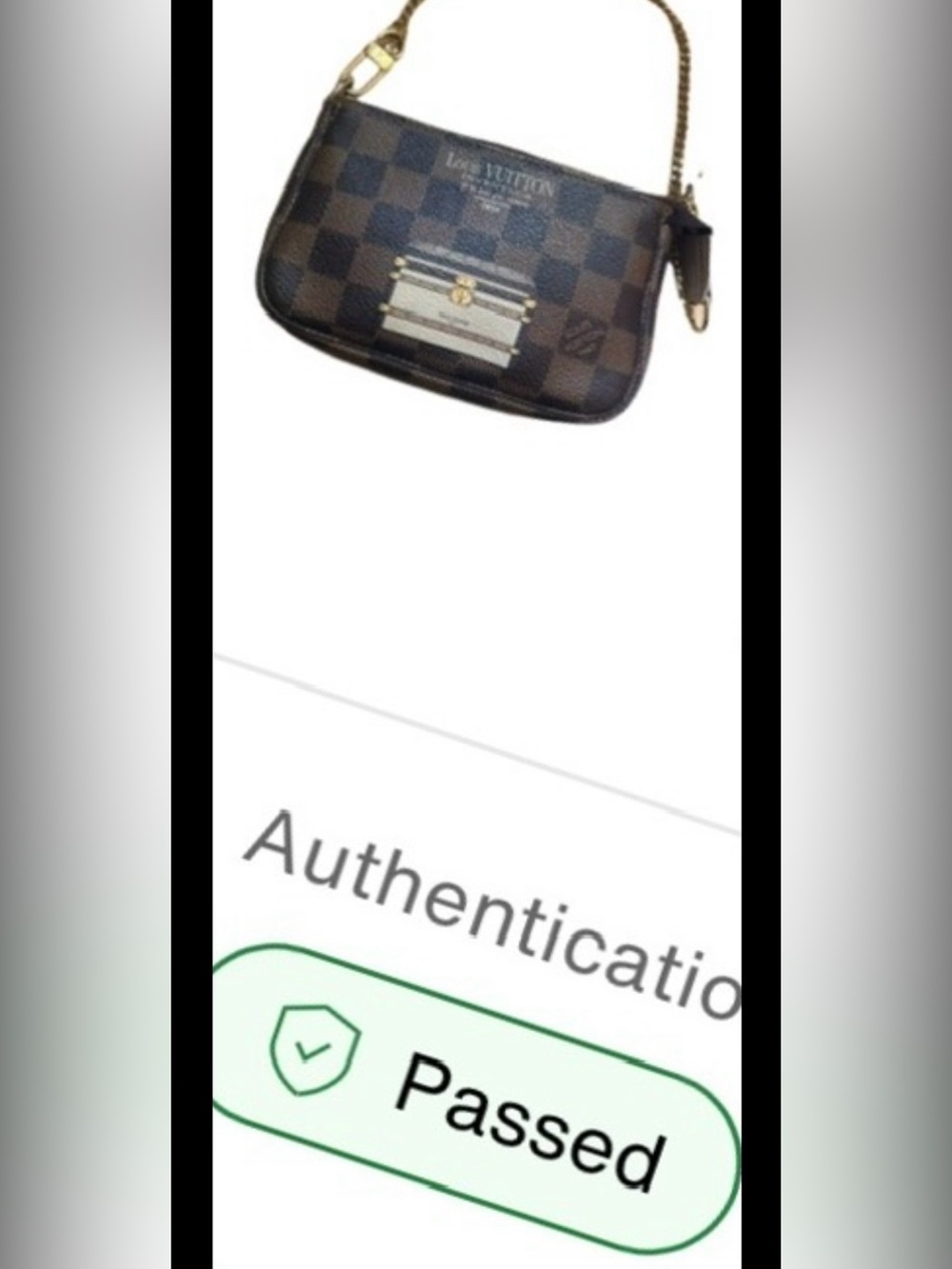 AUTHENTIC 🤎 LV  Damier Ebene Mini Pochette with Gold Chain and Trunk Print - Picture 16 of 16